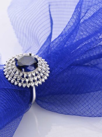 Multi Stone Round Silver Ring