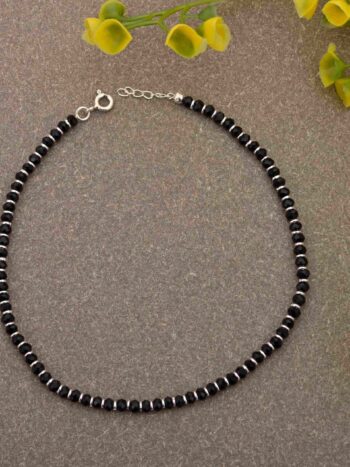 Black Stone Silver Anklet