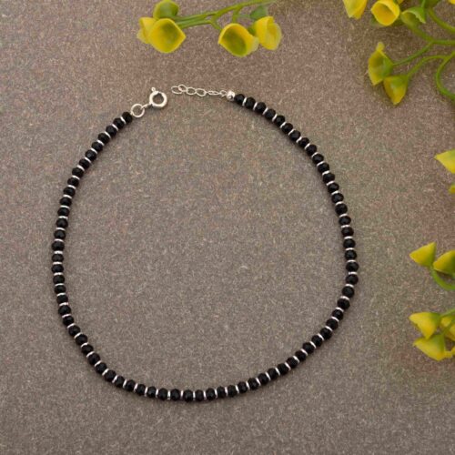 Black Stone Silver Anklet