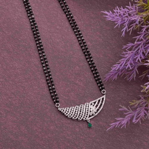 Designer AD Stone Silver Mangalsutra
