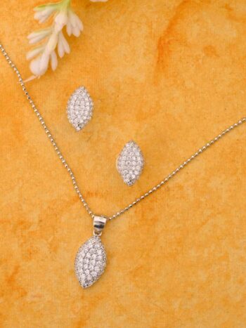 Silver AD Stone Pendant Set