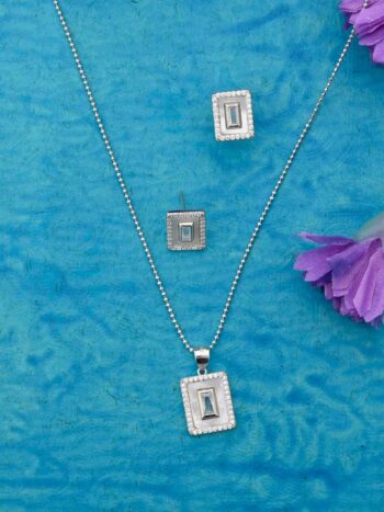 Contemporary Silver Pendant Set