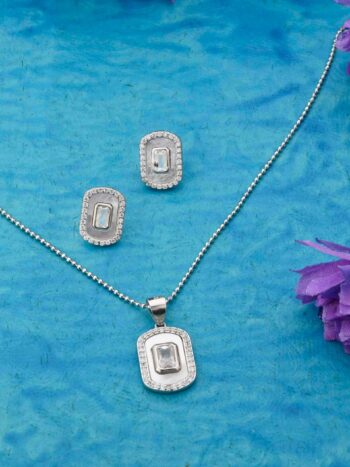 Contemporary Silver Pendant Set