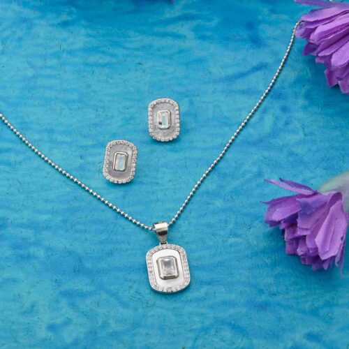 Contemporary Silver Pendant Set