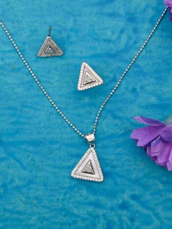 Triangle Silver Pendant Set