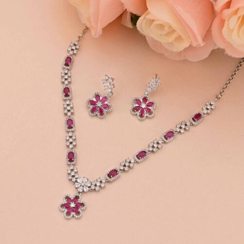 Function Wear AD Stone Silver Necklace