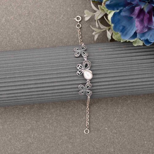 Butterfly Stone Silver Bracelet