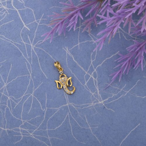 Ganpati Ad Stone Gold Pendant