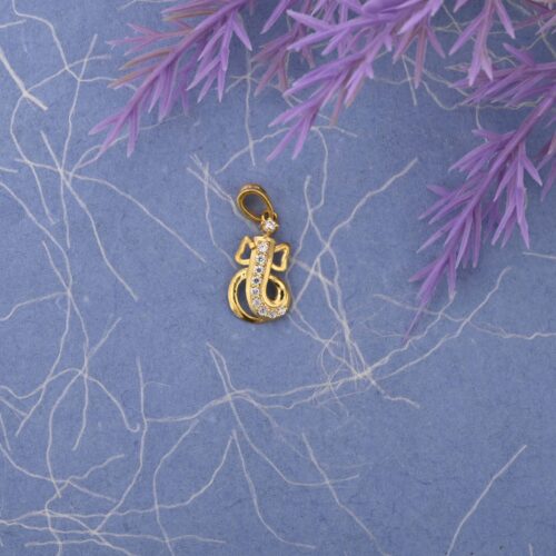 Ganpati Ad Stone Gold Pendant