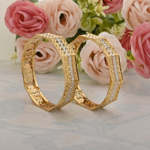 Designer Hexagon Gold Bangles