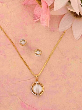 AD Stone Gold Pendant Set