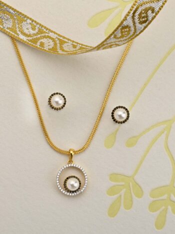 Multi AD Stone Gold Pendant Set