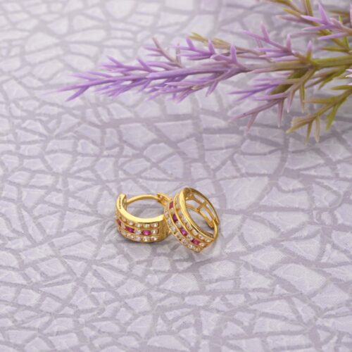 Dual Color AD Stone Gold Earrings