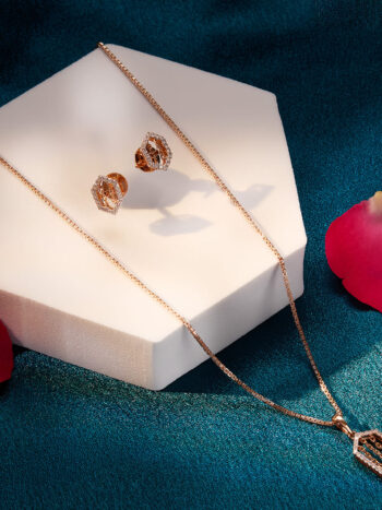 Hexagon Diamond Pendant Set