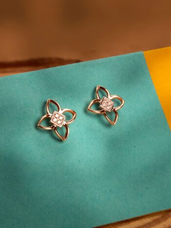 Cute Flower Shape Diamond Studs