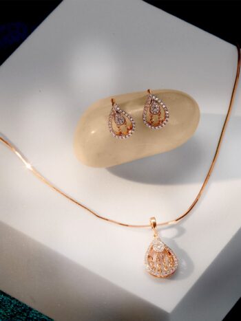 Stylish 18K Diamond Pendant Set